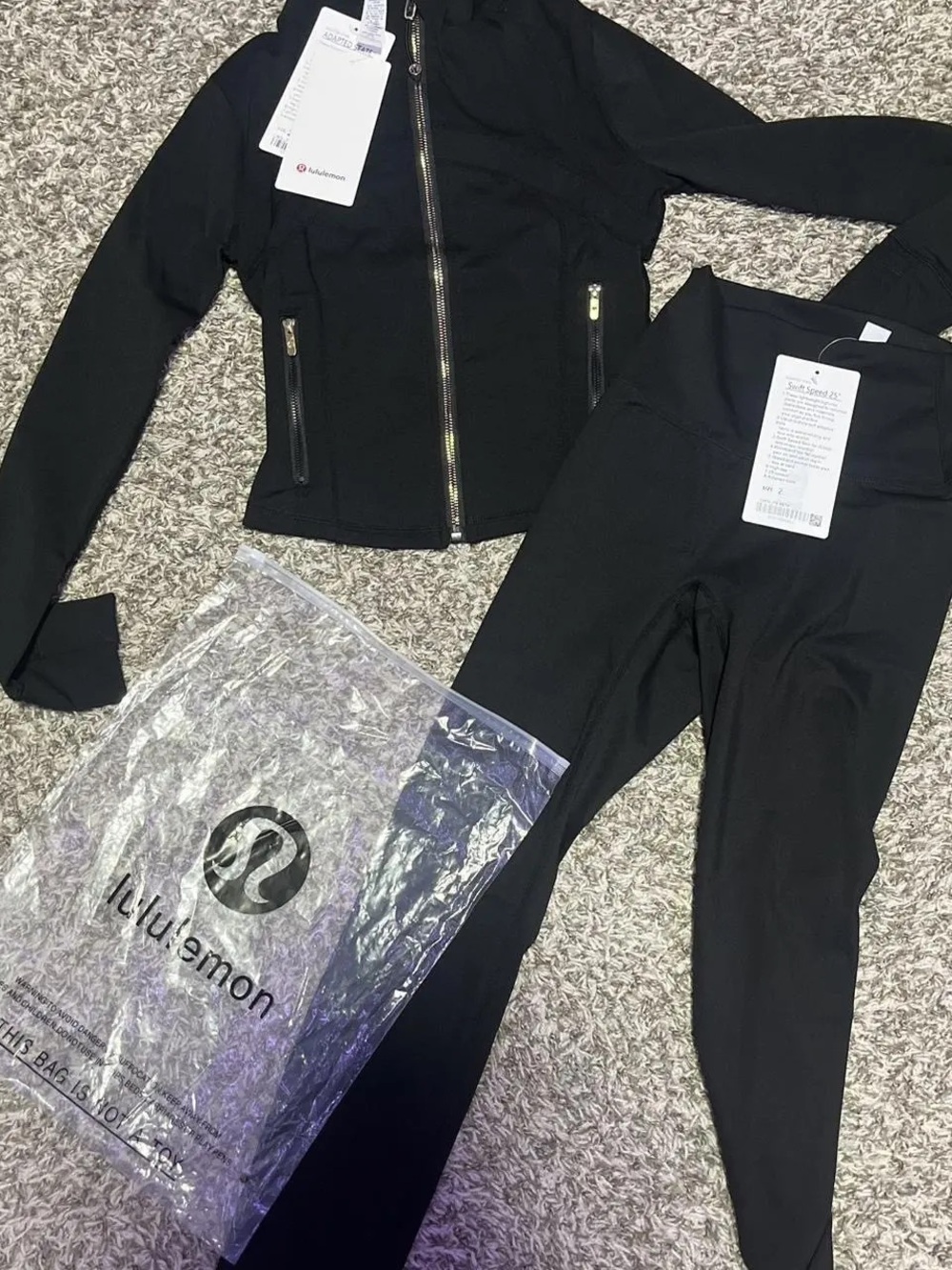 lululemon athletica Black High-Rise Leggings with Black Zip Jacket